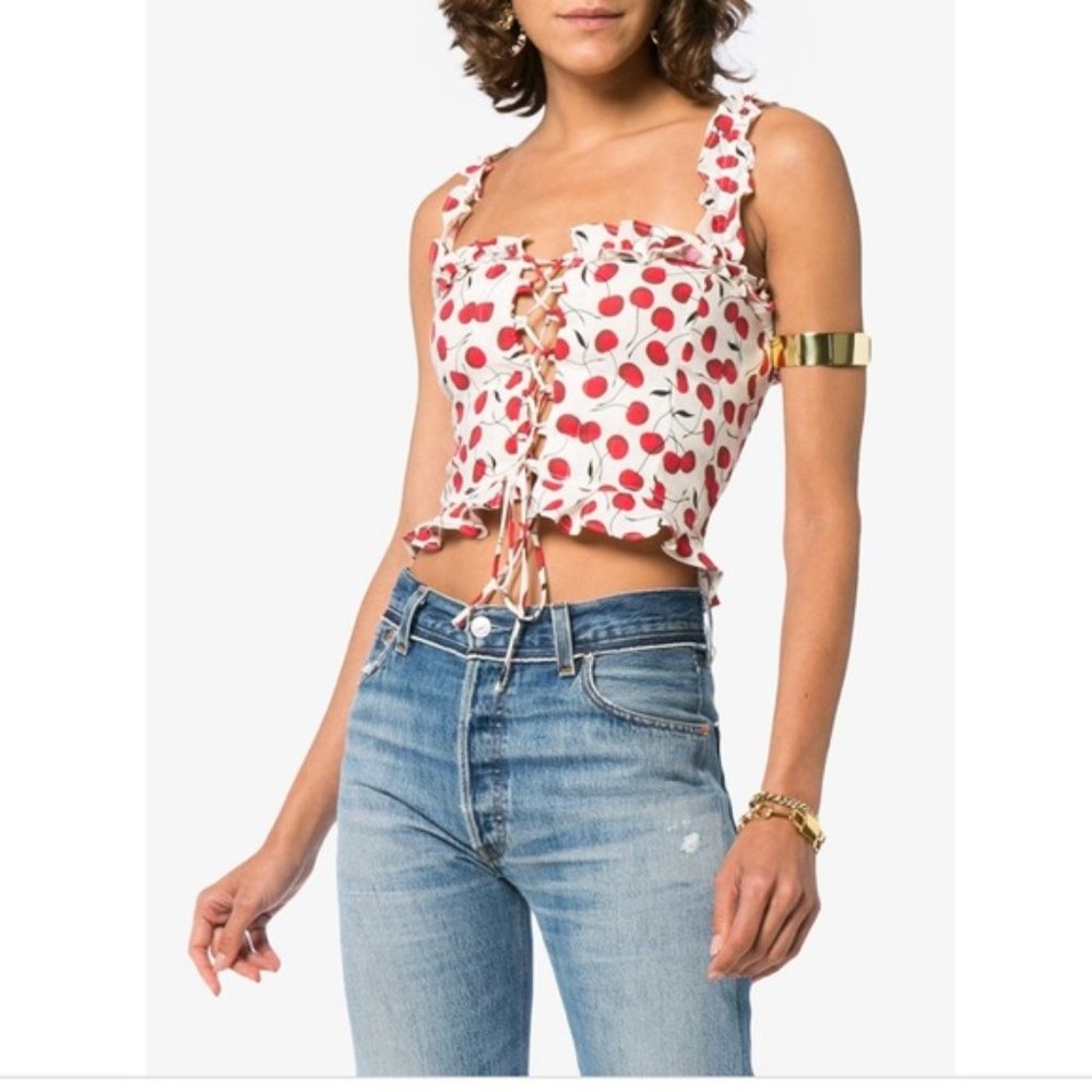 REFORMATION Bayley Amara Cherry Linen Top 12